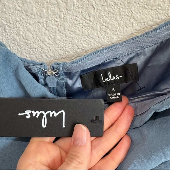 NWT Lulu's Sweetest Ceremony Slate Blue Strapless Maxi Dress Party Wedding Event - Picture 4 of 6